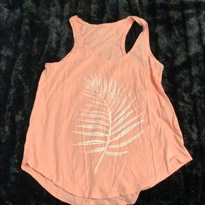 Salmon colored leaf tank top
